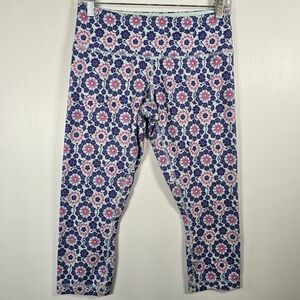 Lululemon Wunder Under Cropped Twiggy Printed Power Purple/Aquamarine Size 8